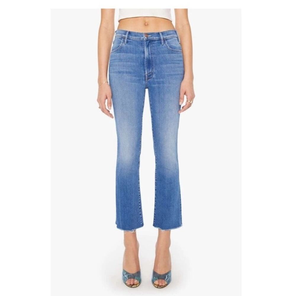Mother hustler ankle fray slim bootcut no promises blue jean 32